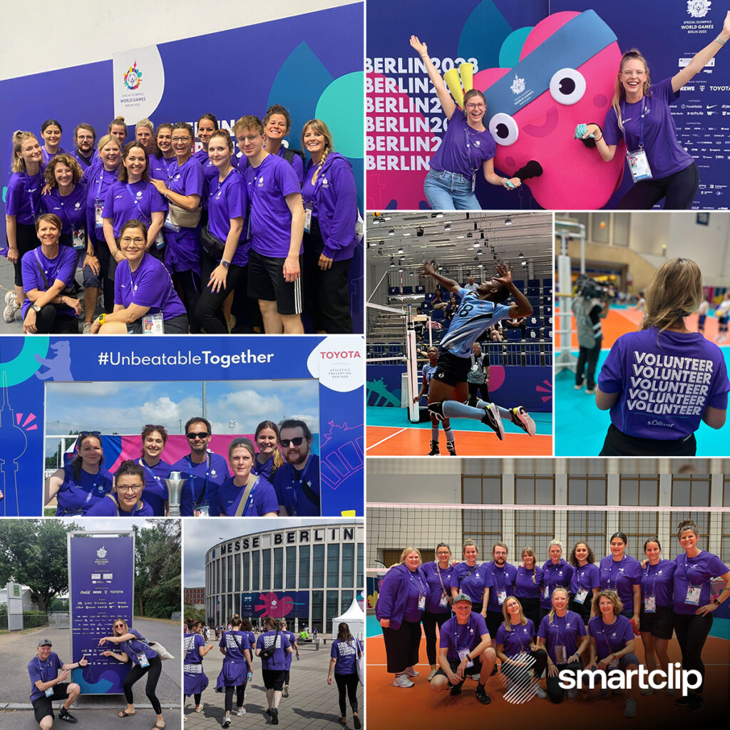 smartclip branded collage with images of the RTL corporate volunteers at the Special Olympics World Games Berlin2023